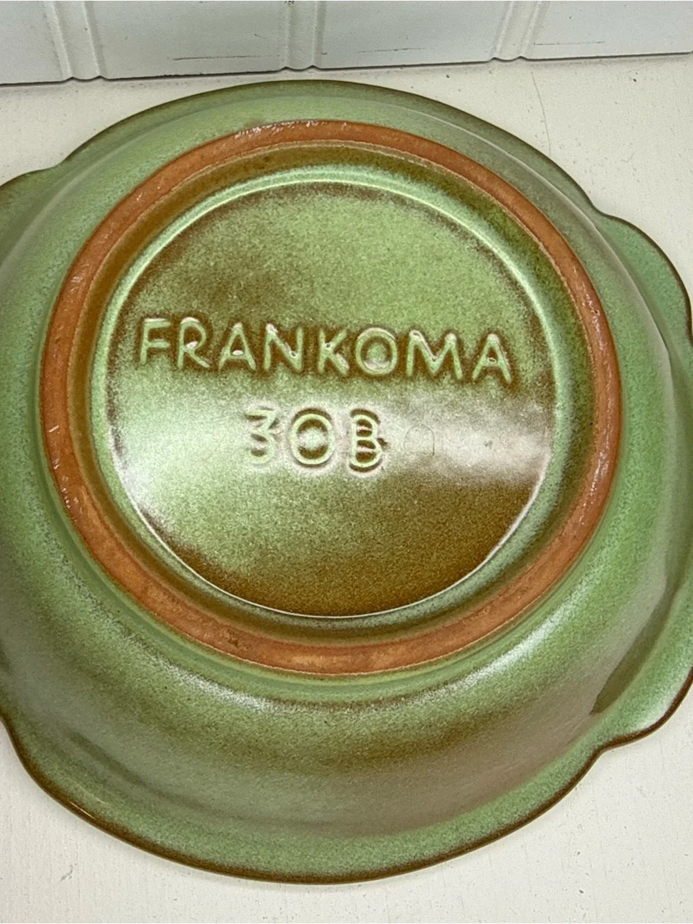 Vintage Frankoma 30B Prairie Green Bowl Scalloped Edge Ceramic Art Pottery